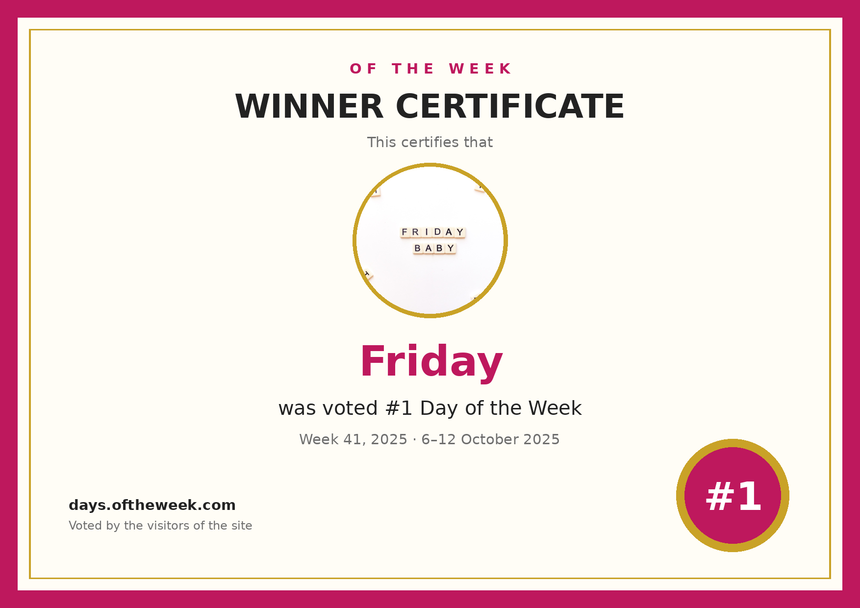 Certificate — Friday